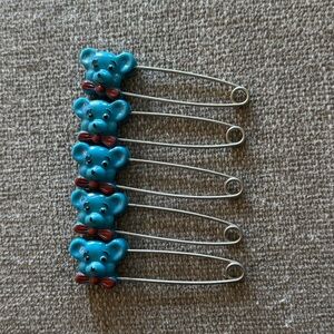 Vintage Gerber Diaper pins Blue Bear‎ Safety Pins for Kids babies baby